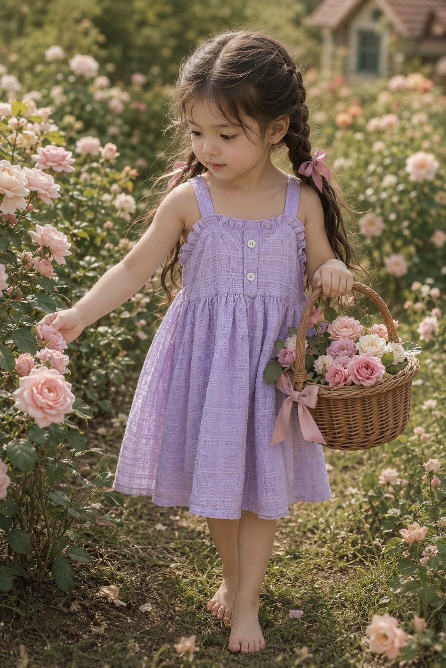 Meadow Picnics 🧺Floaty Textural Pastel Frill Dress 5T